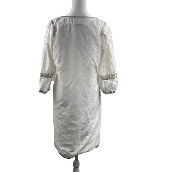 Gretchen Scott Beaded Embroidered Cotton Cleopatra Dress Sz S Beach Tassel Boho - Picture 10 of 12